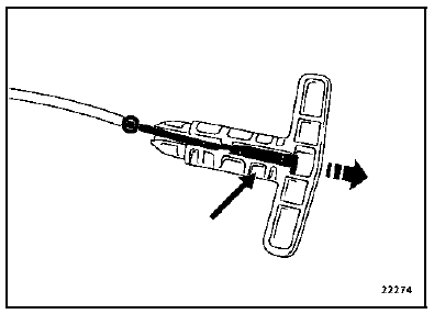 Décrocher la virole du câble de secours.