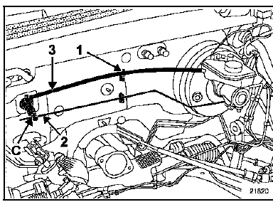Dégrafer la Durit d'alimentation émetteur en (1).