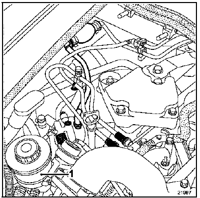 Ouvrir le collier (D) de maintien du tuyau réfrigérant.