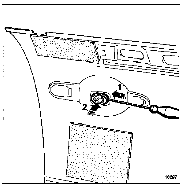 A l'aide d'un tournevis, déclipper le prisme en (1) puis