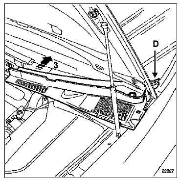 Engager la demi-grille dans le pion de l'aile (D).