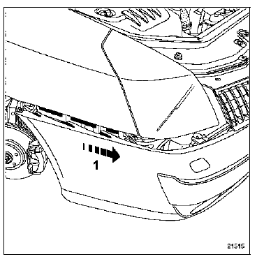 Dégager partiellement le bouclier (1).
