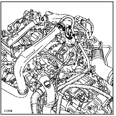 Serrer les quatre écrous du turbocompresseur au couple de 1 daN.m suivi par